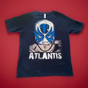 Lucha Libre Atlantis Mexican Wrestler T-Shirt Size L 42" Chest 27"L